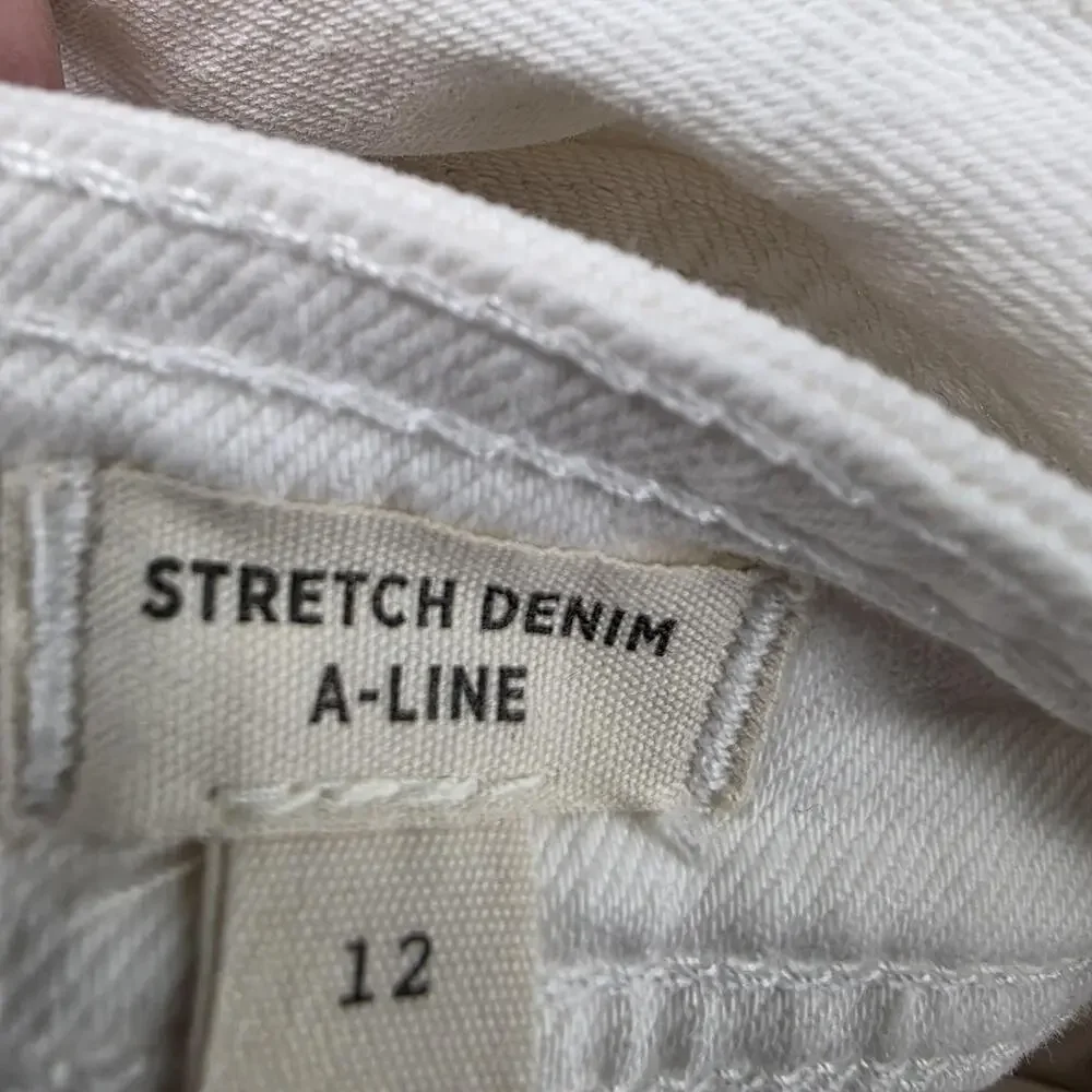 Madewell Skirt Womens 14 White Short Mini Denim Button Pockets Casual Summer